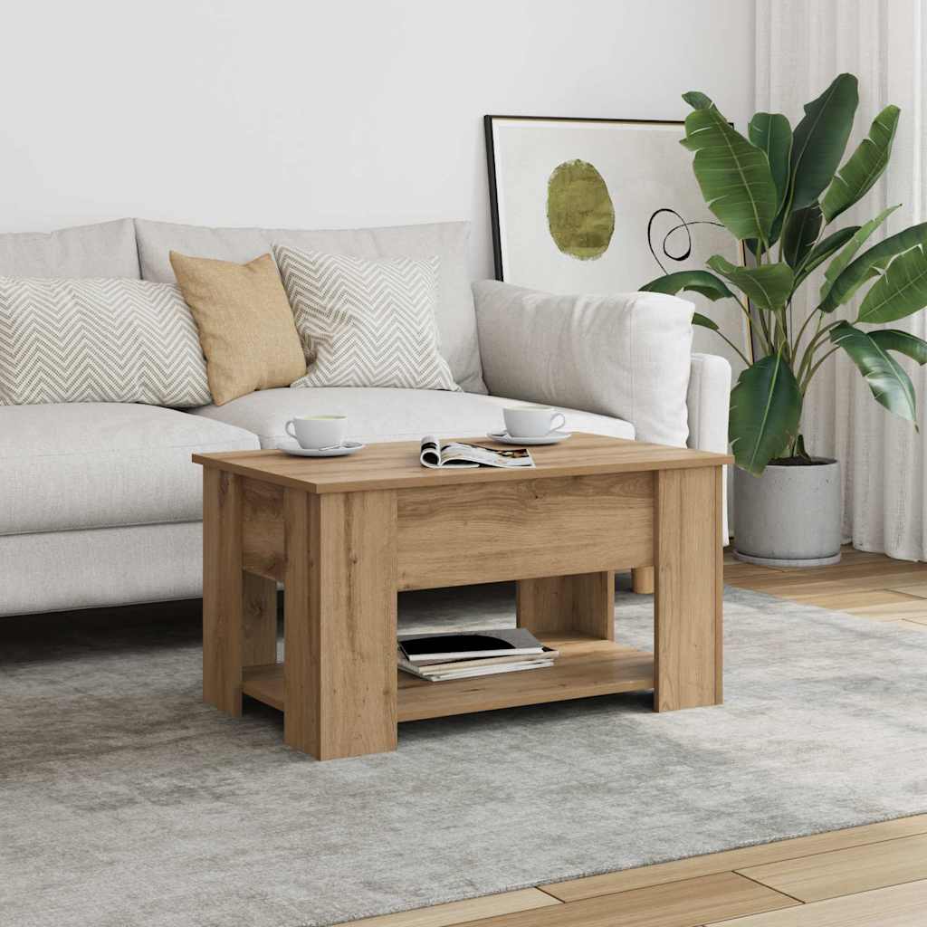 Mesa centro 79x49x41 cm derivados madeira carvalho artisiano