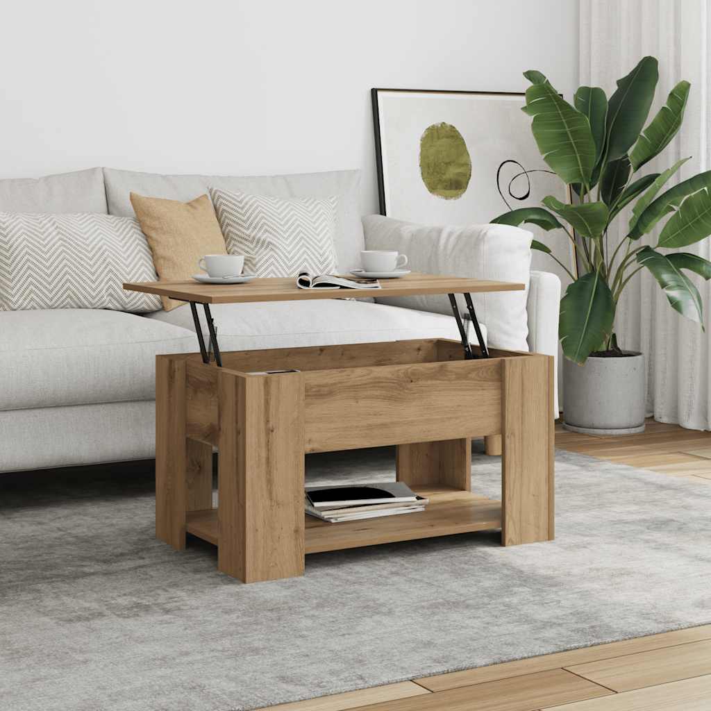 Mesa centro 79x49x41 cm derivados madeira carvalho artisiano