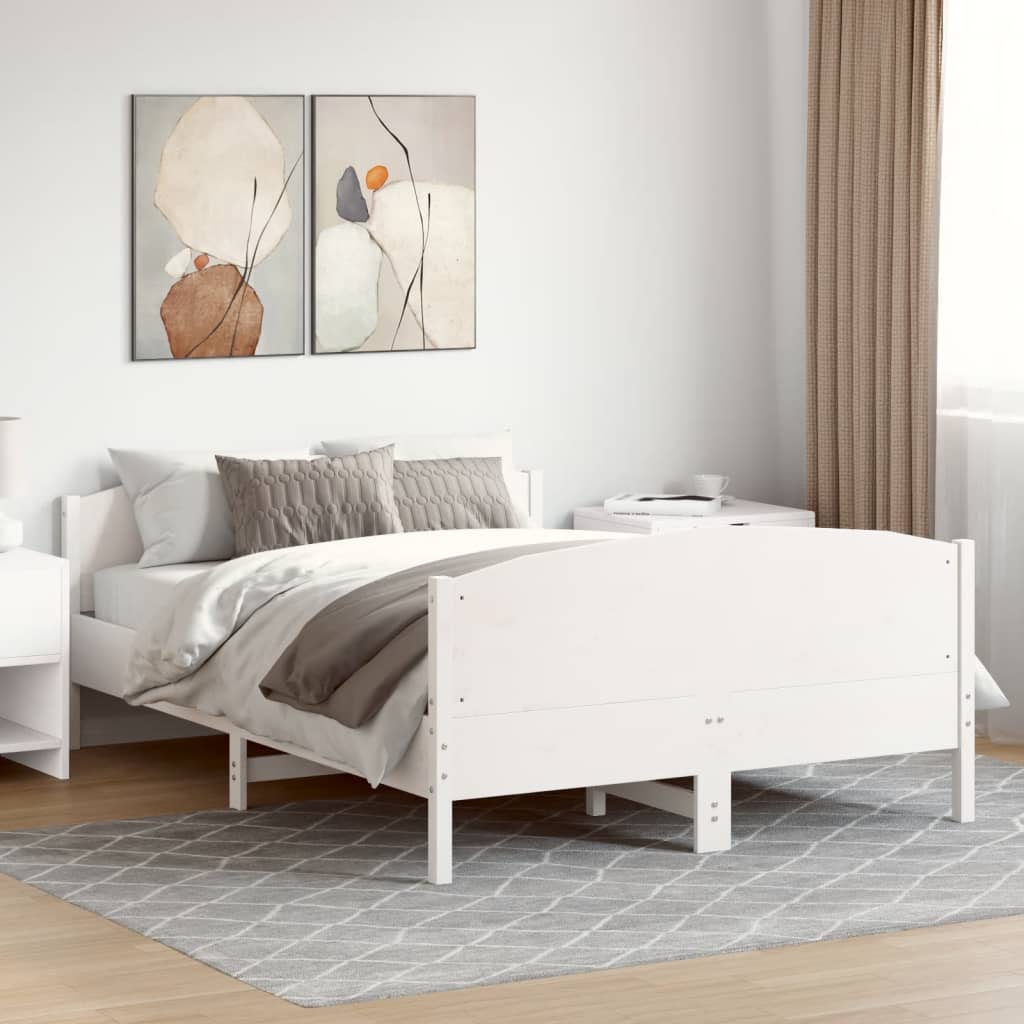 Cama sem colchão 120x200 cm madeira de pinho maciça branco