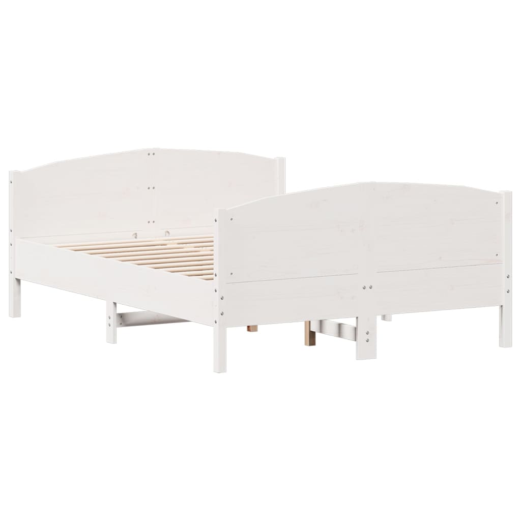 Cama sem colchão 120x200 cm madeira de pinho maciça branco
