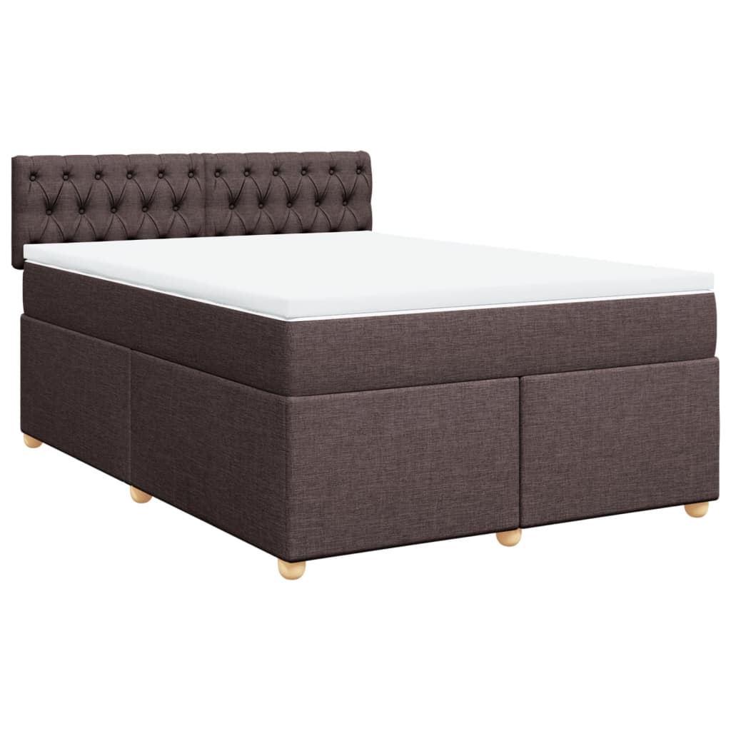 Cama com molas/colchão 140x190 cm tecido castanho-escuro