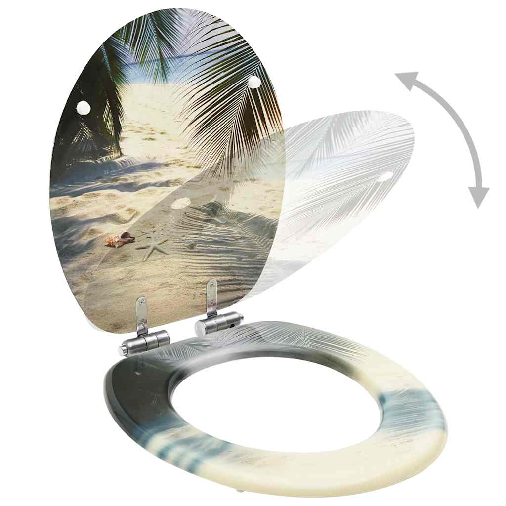 Assentos sanita com tampas fecho suave 2 pcs MDF design praia