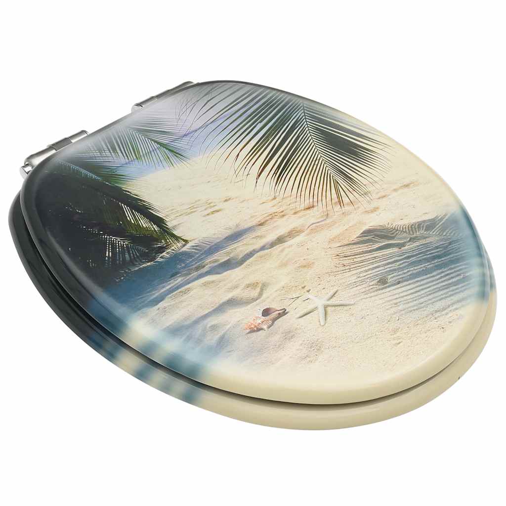 Assentos sanita com tampas fecho suave 2 pcs MDF design praia