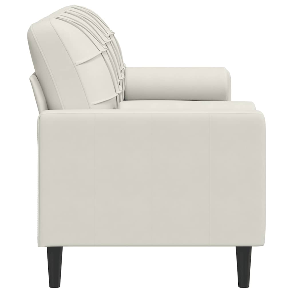Sofá 3 lugares c/ almofadas decorativas 180 cm veludo creme