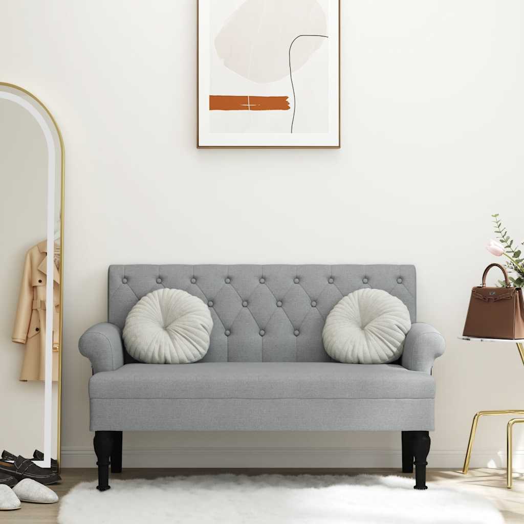 Banco com encosto 120x62x75,5 cm tecido cinza-claro