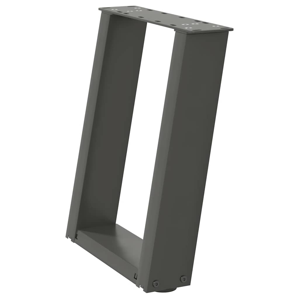 Pés para mesa de centro em forma de u, 2 peças, antracite, 38x(42-43) cm, aço