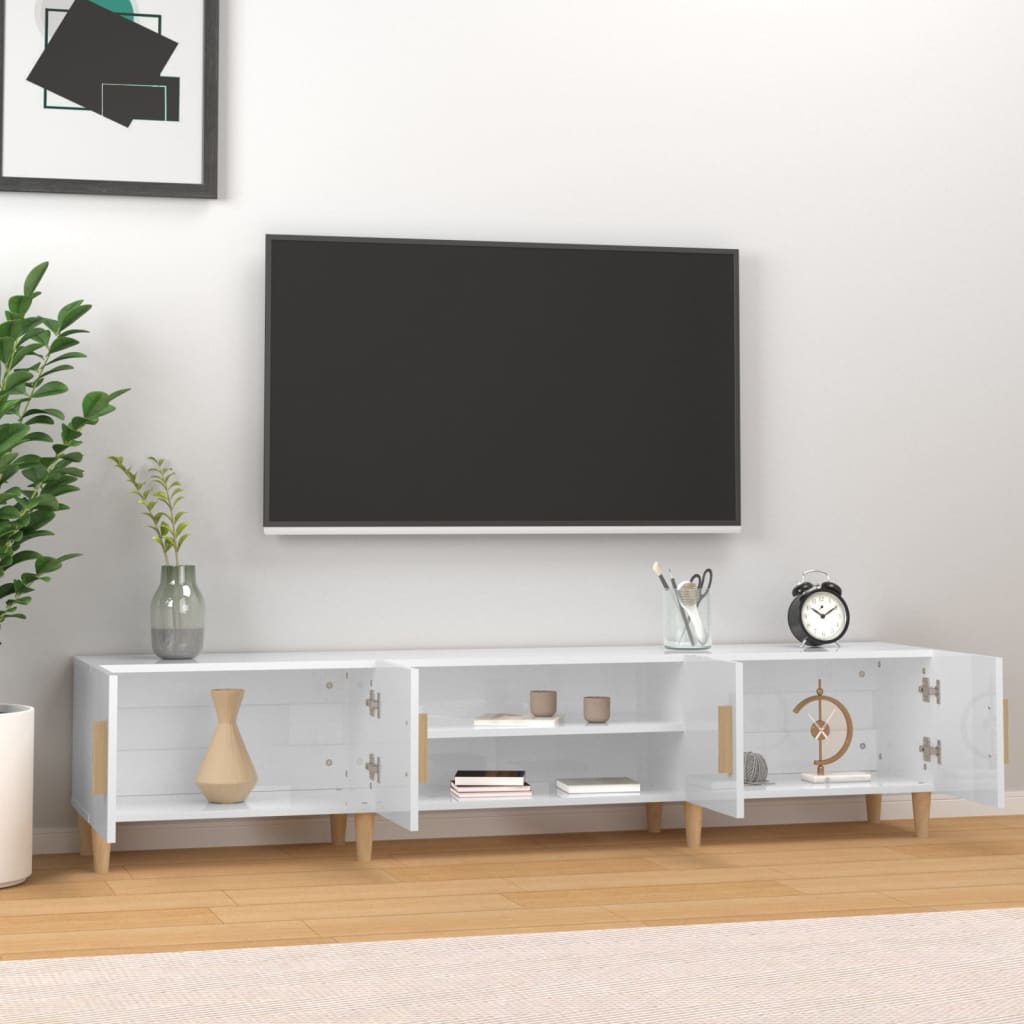 Móvel de TV 180x31,5x40cm derivados de madeira branco brilhante