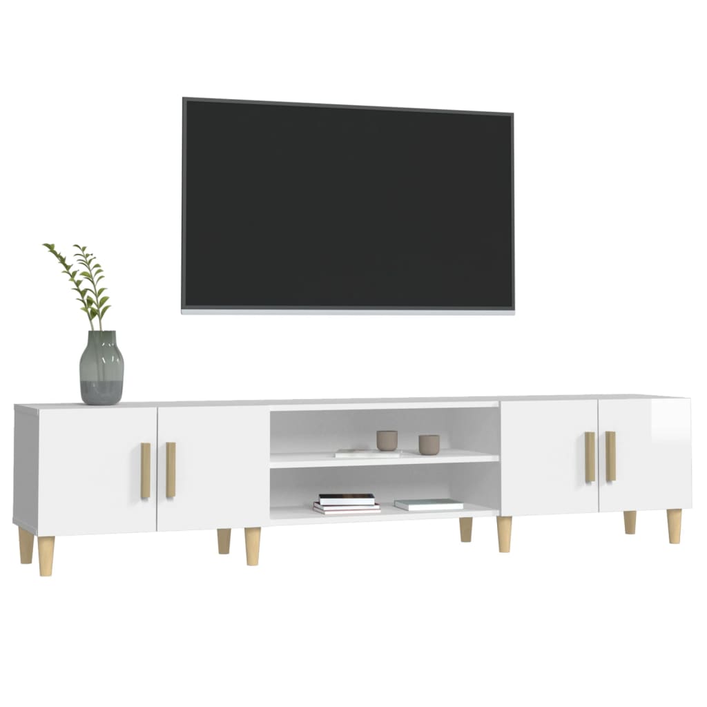 Móvel de TV 180x31,5x40cm derivados de madeira branco brilhante