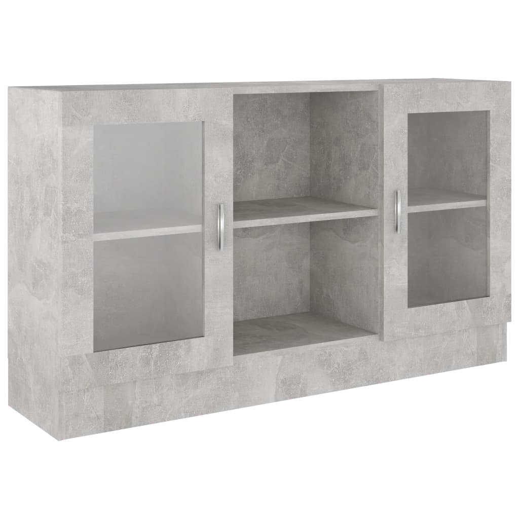 Armário vitrine 120x30,5x70 cm derivados madeira cinza cimento