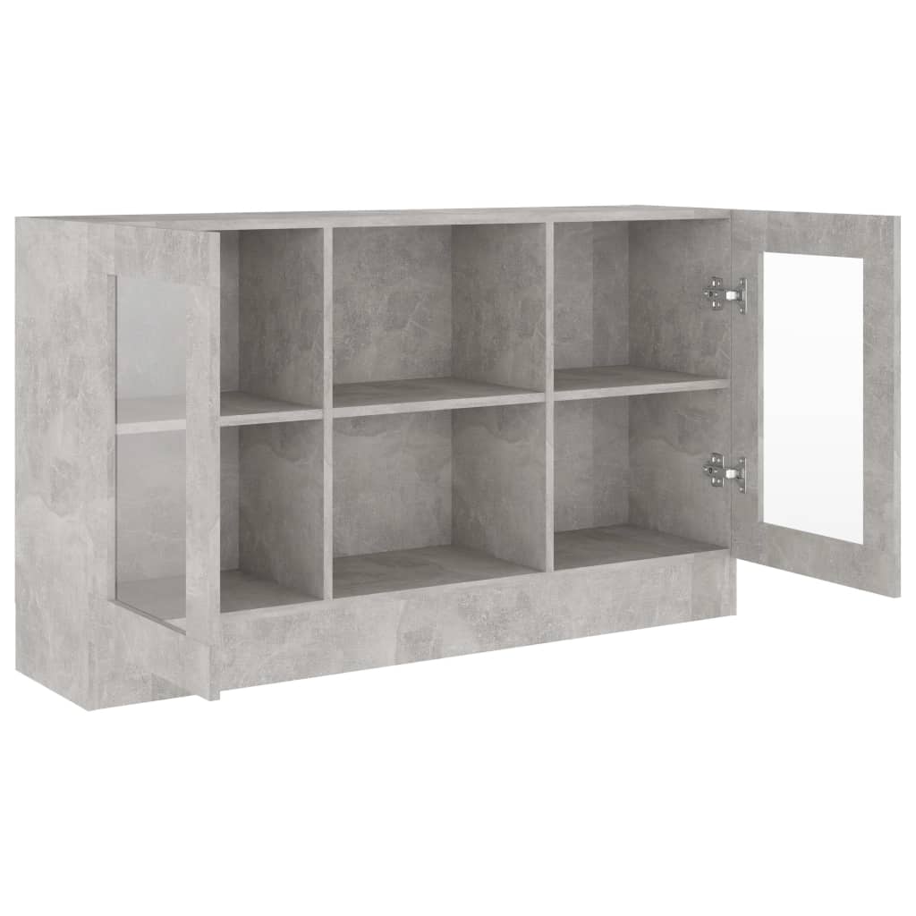 Armário vitrine 120x30,5x70 cm derivados madeira cinza cimento