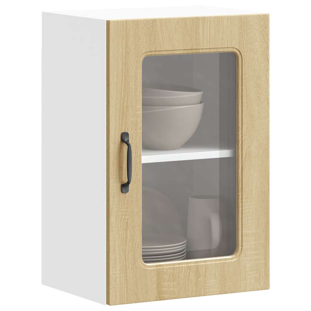 Armário de parede de cozinha porta vidro kalmar carvalho sonoma