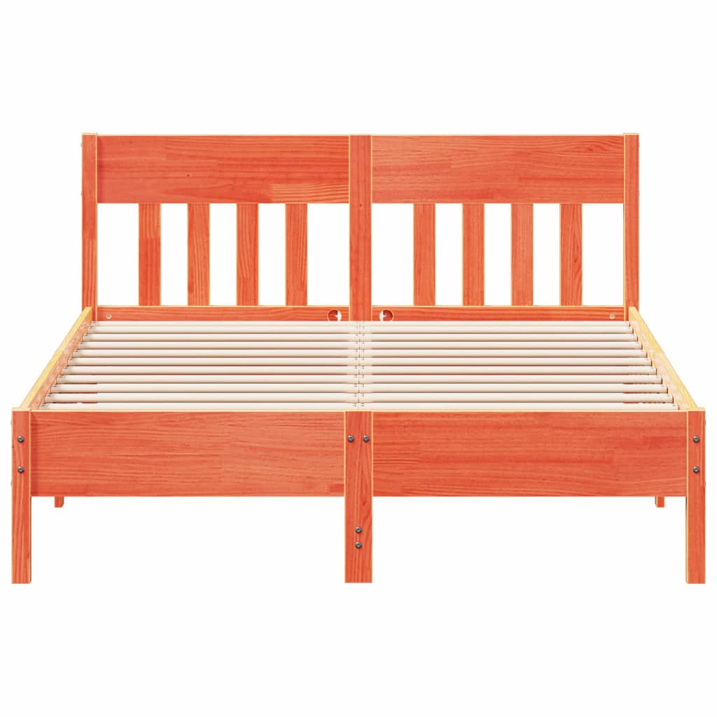 Cama sem colchão 140x200 cm madeira pinho maciça castanho-mel