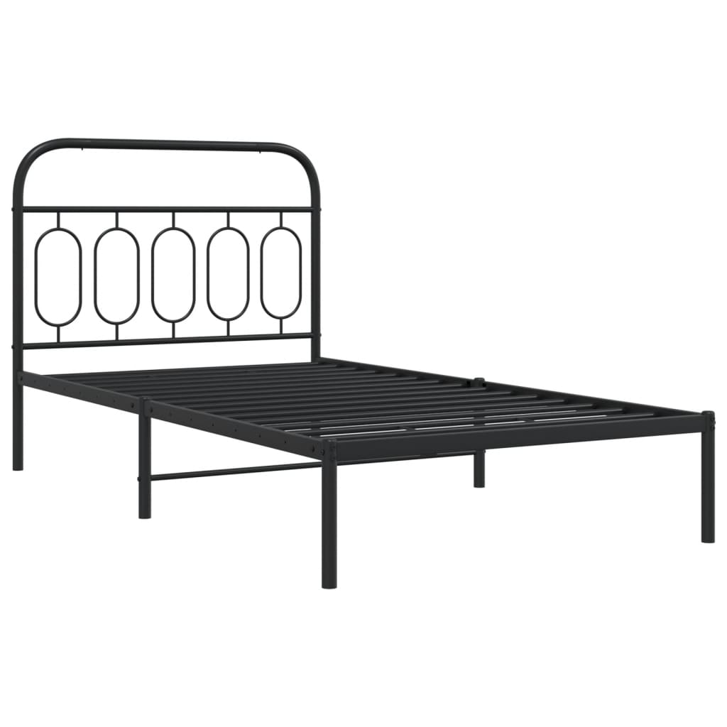 Estrutura de cama com cabeceira 100x190 cm metal preto