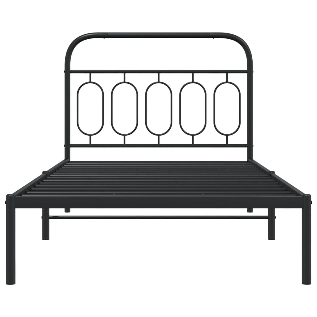 Estrutura de cama com cabeceira 100x190 cm metal preto