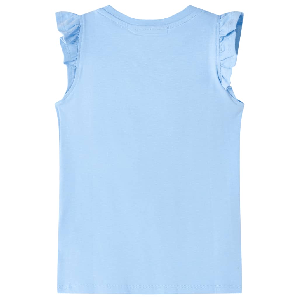 T-shirt para criança manga com folhos azul-claro 104
