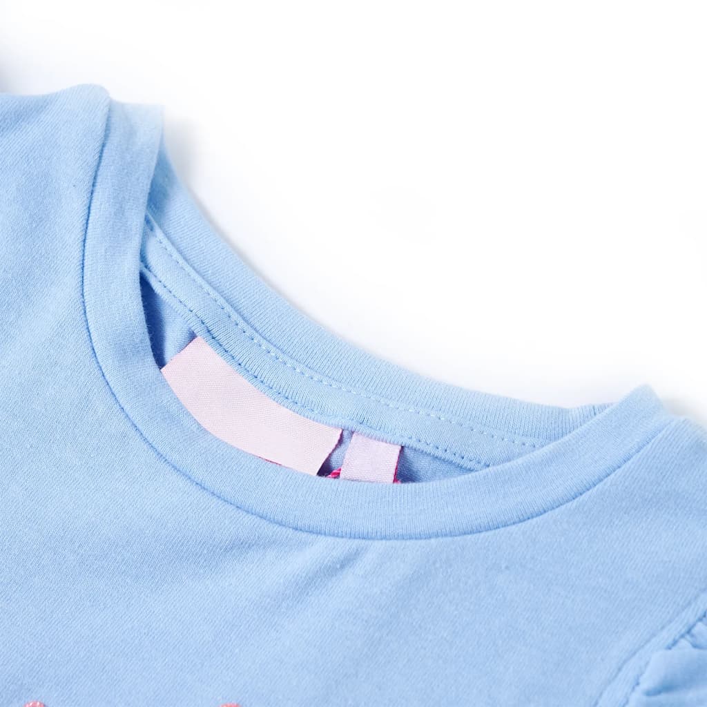 T-shirt para criança manga com folhos azul-claro 104