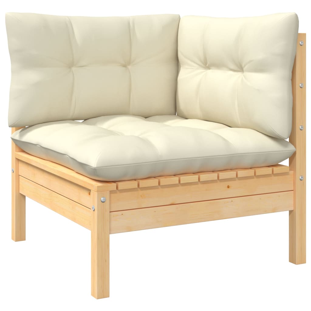 13 Pcs conjunto lounge jardim c/ almofadões cor creme pinho