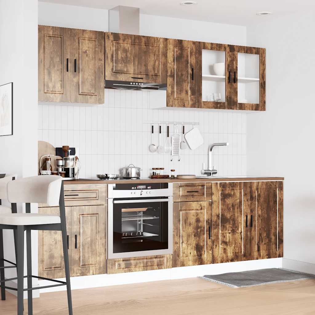 8 Peças armário de cozinha conjunto porto carvalho fumado