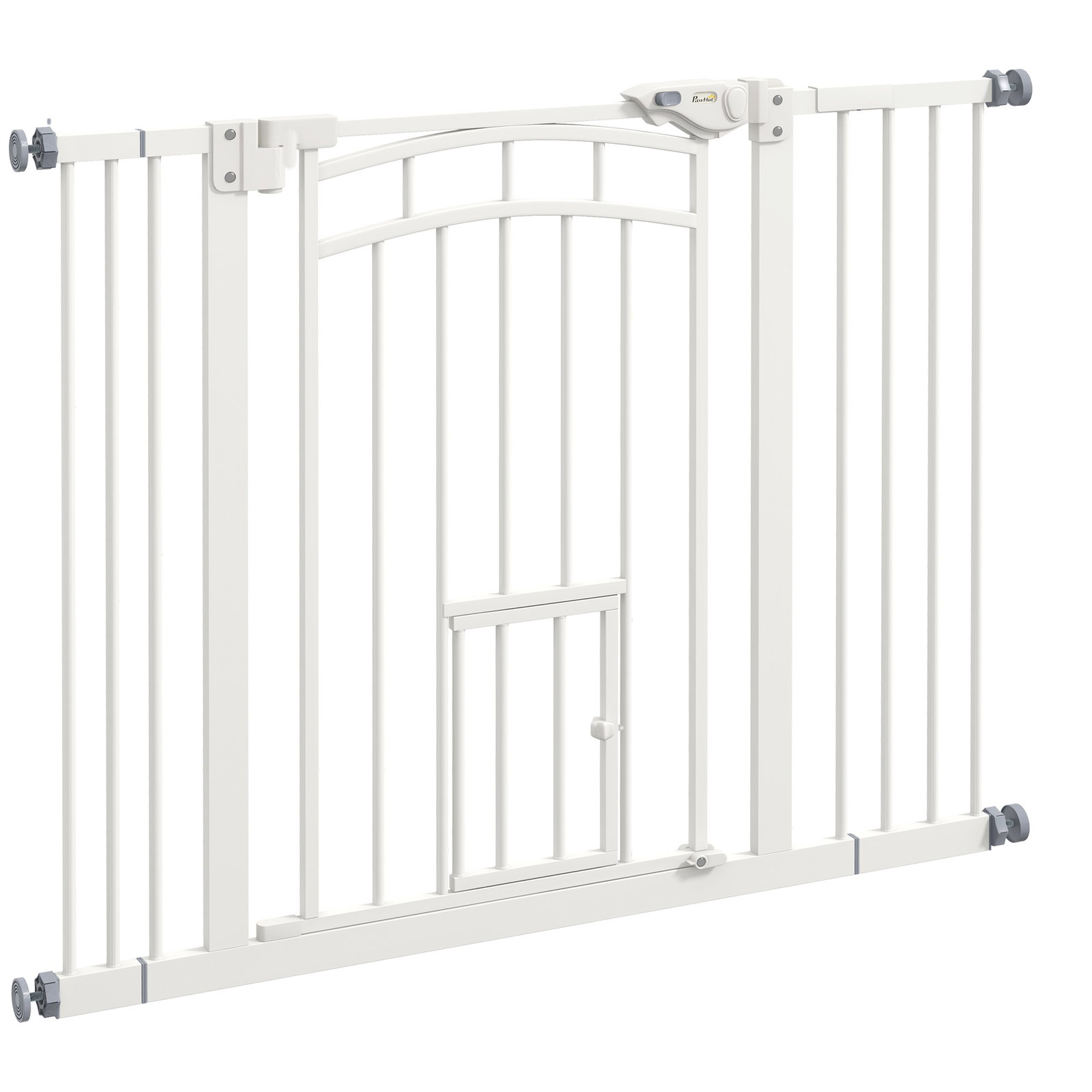Barreira de segurança para cães 74-100 cm com extensão montagem a pressão e duplo bloqueio para porta escada branco