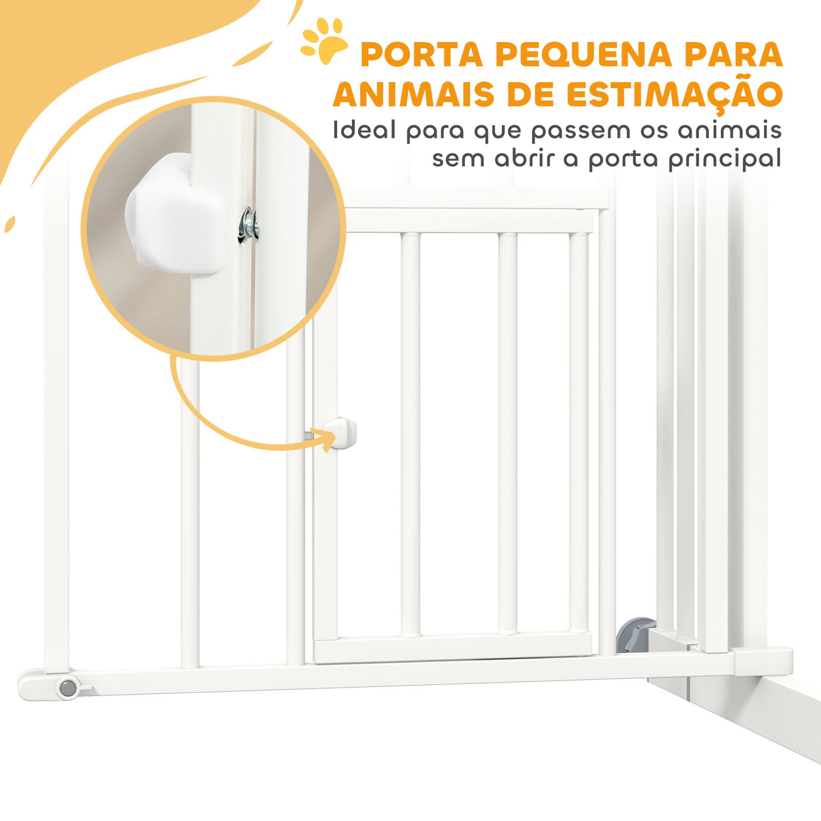 Barreira de segurança para cães 74-100 cm com extensão montagem a pressão e duplo bloqueio para porta escada branco