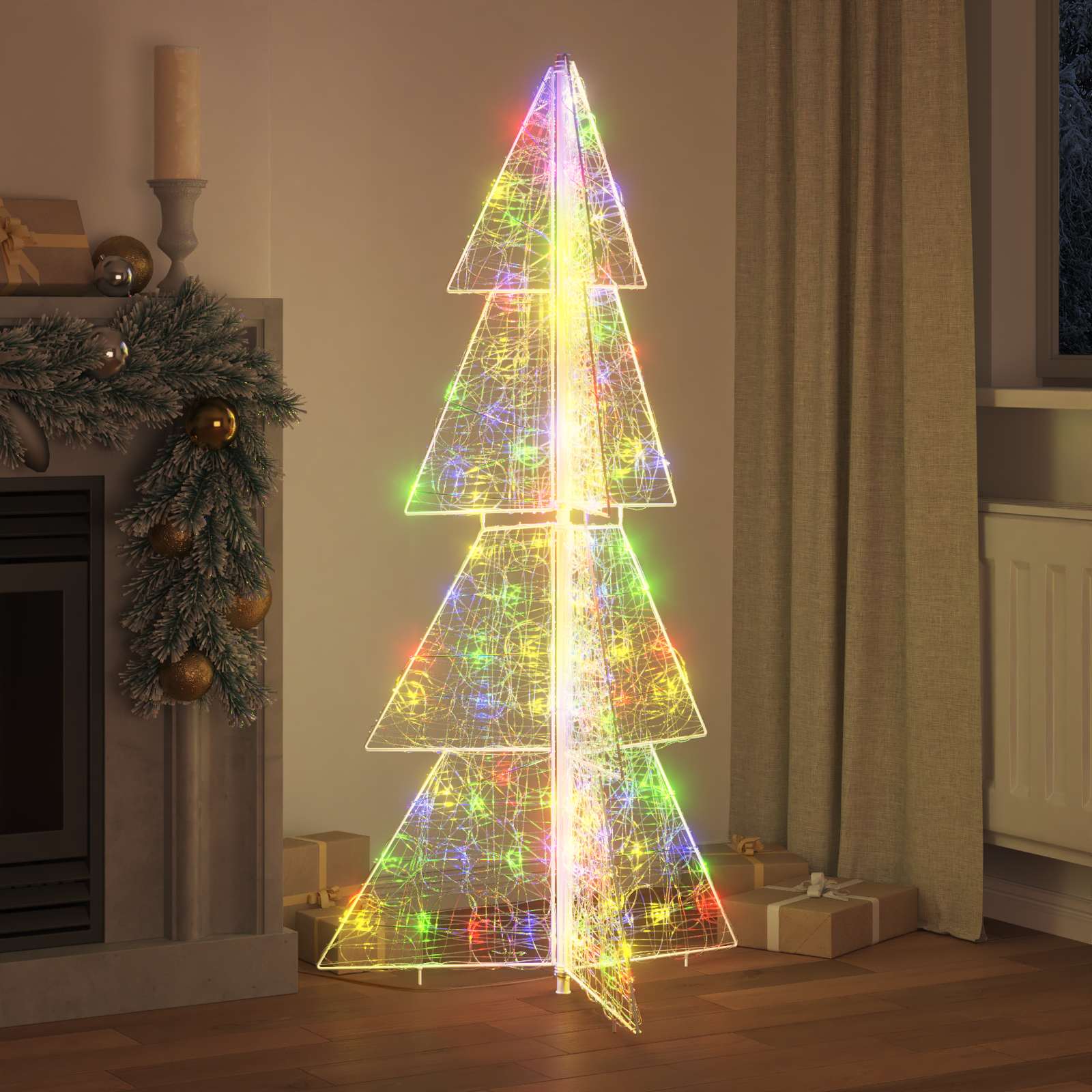 Árvore de natal com 160 leds multicolor 150 cm acrílo