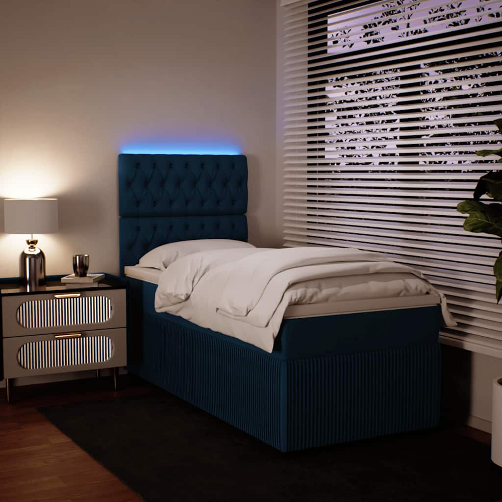 Cama boxspring com colchão 80x200 cm veludo azul