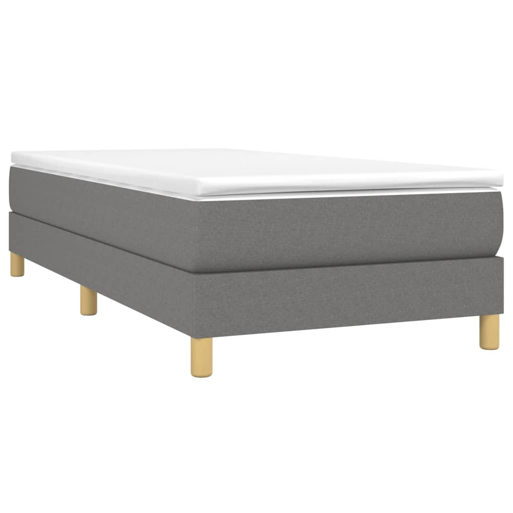 Estrutura de cama com molas 90x190 cm tecido cinzento-escuro
