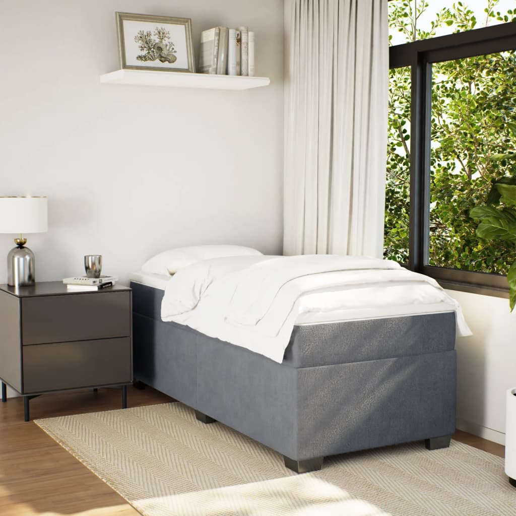 Cama com molas/colchão 80x200 cm veludo cinza-escuro