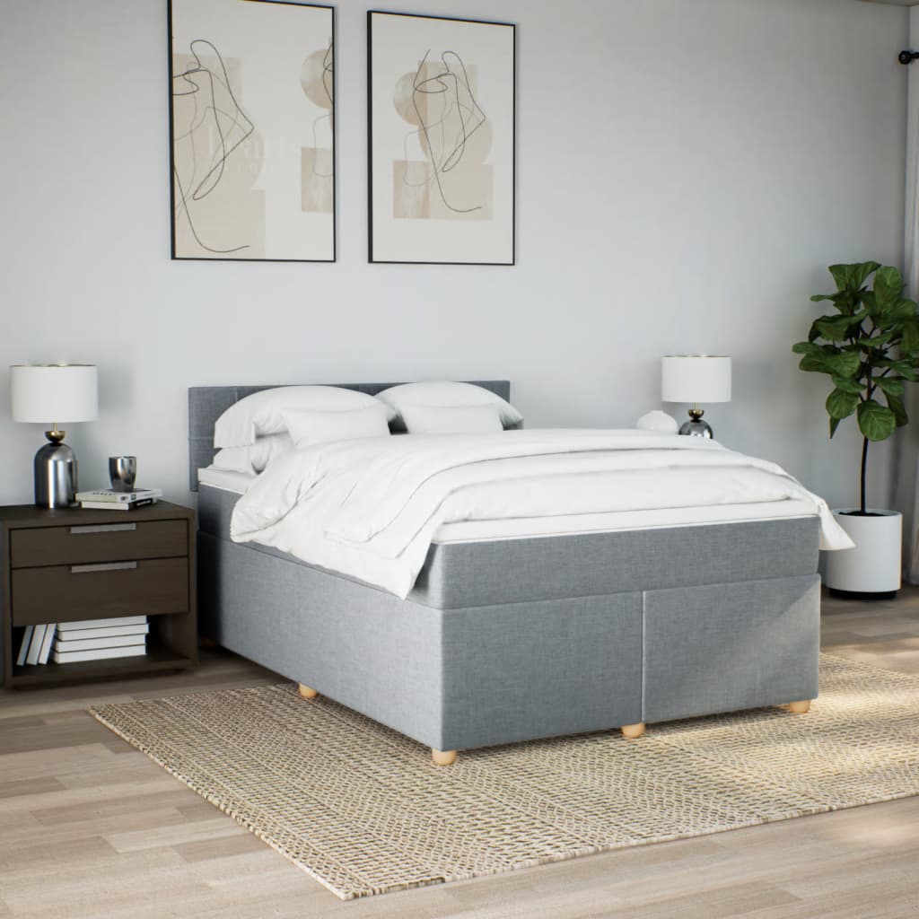 Cama com molas/colchão 140x190 cm tecido cinzento-claro