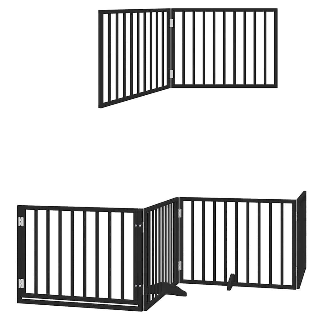Portão p/ cães com porta dobrável 6 painéis 480 cm álamo preto