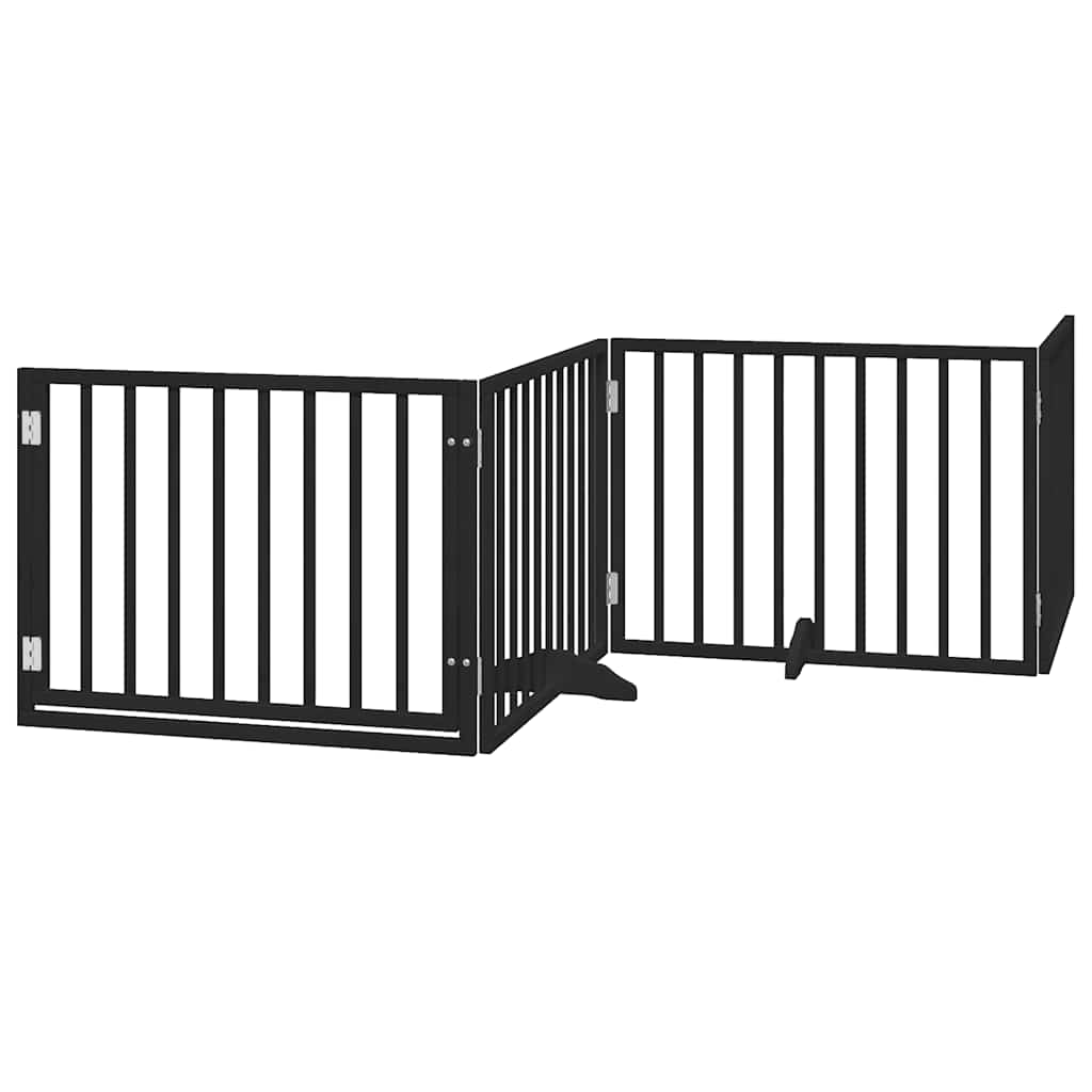 Portão p/ cães com porta dobrável 6 painéis 480 cm álamo preto