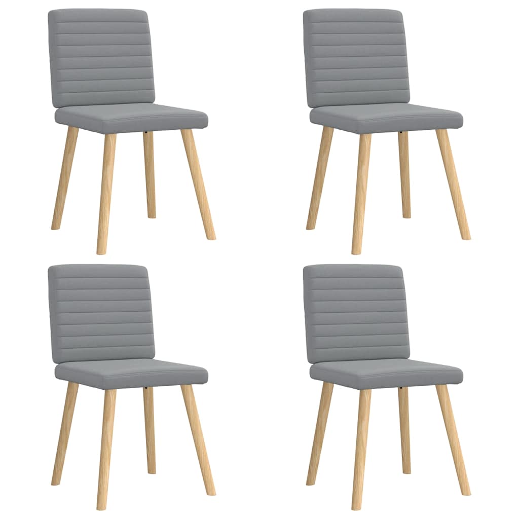 Cadeiras de jantar 4 pcs tecido cinzento-claro