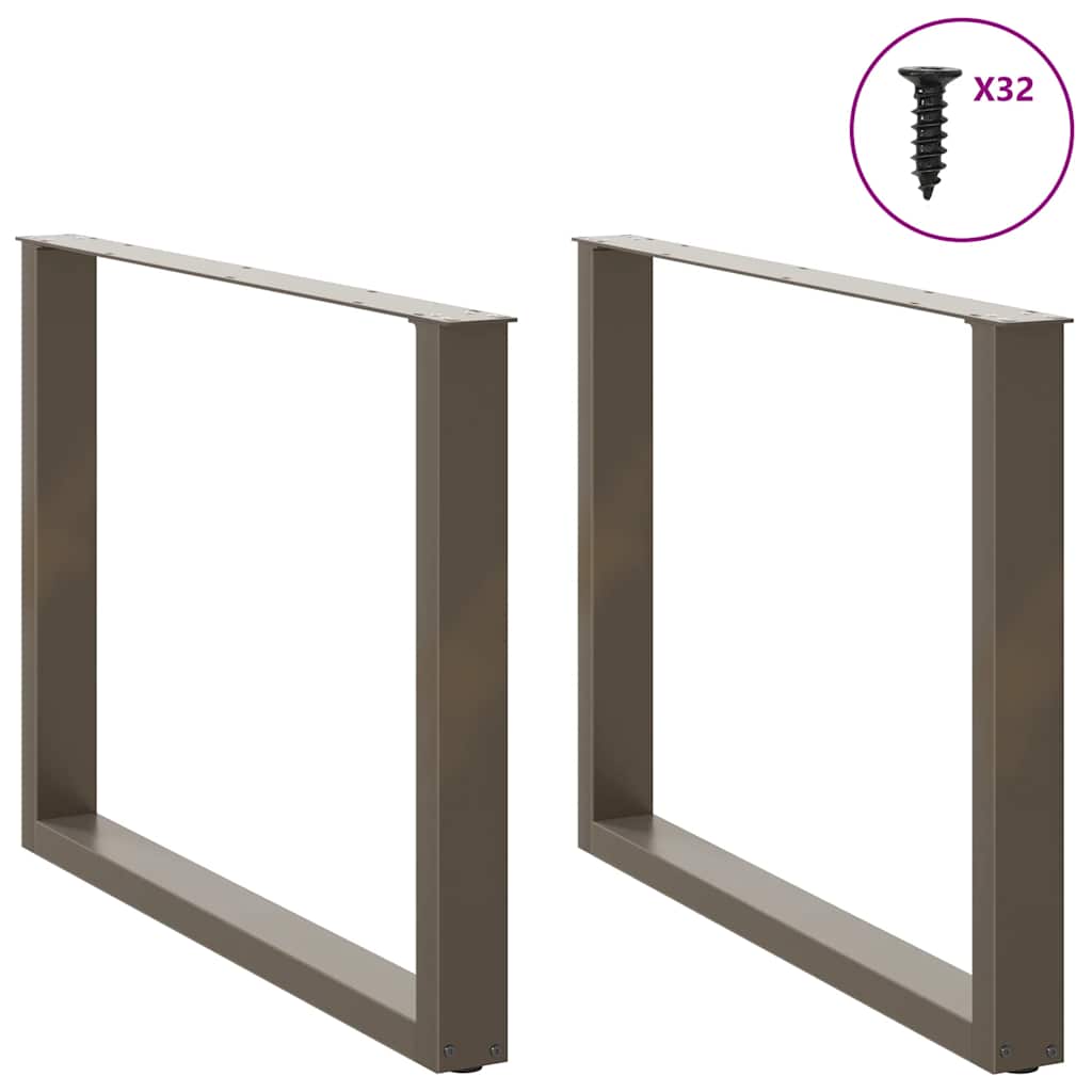 Pés para mesa de jantar em formato de u, 2 peças, aço natural, 100x(72-73) cm, aço
