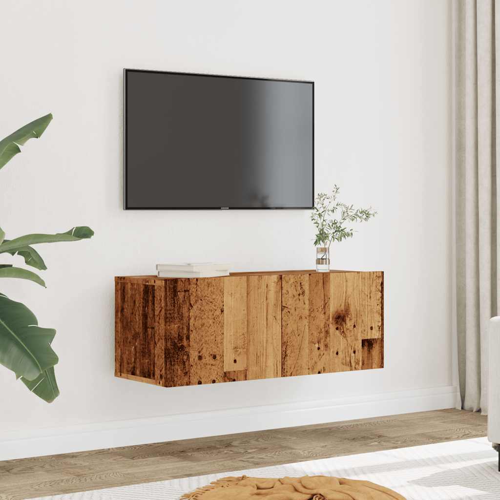 Móveis de parede para TV 2 pcs 80x30x30 cm madeira velha
