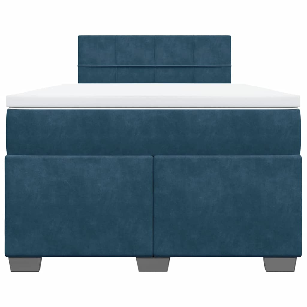 Cama boxspring com colchão 120x190 cm veludo azul-escuro