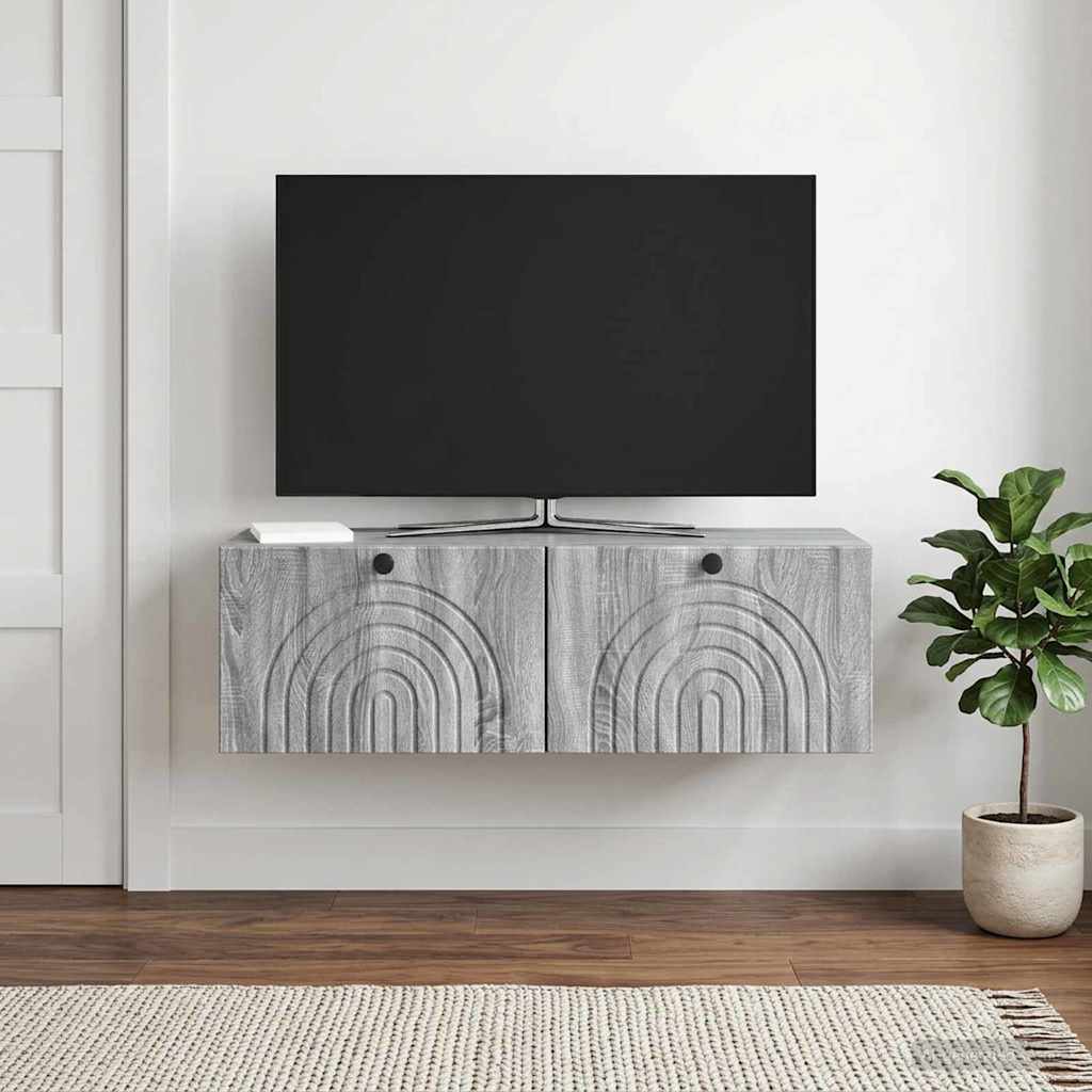 Gabinete de TV de parede sonoma cinzento 98 x 31 x 30 cm