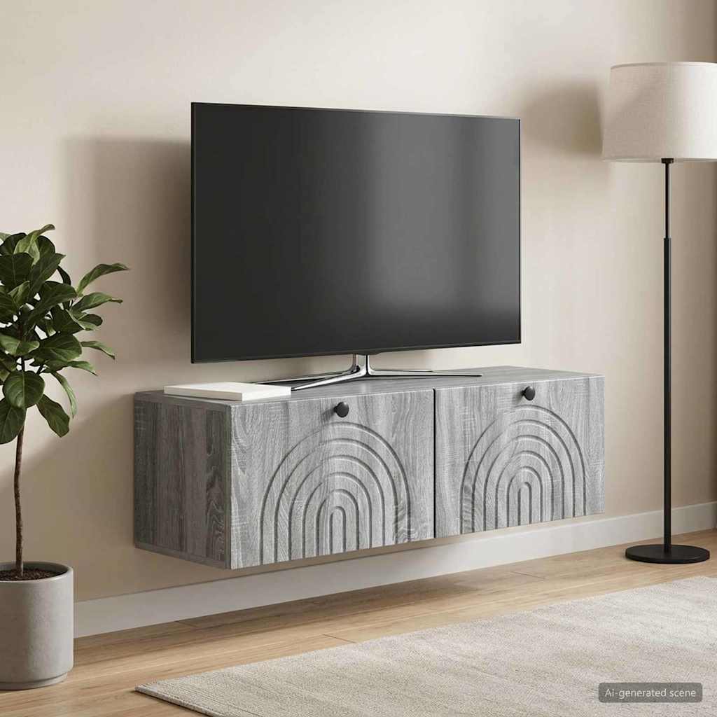 Gabinete de TV de parede sonoma cinzento 98 x 31 x 30 cm