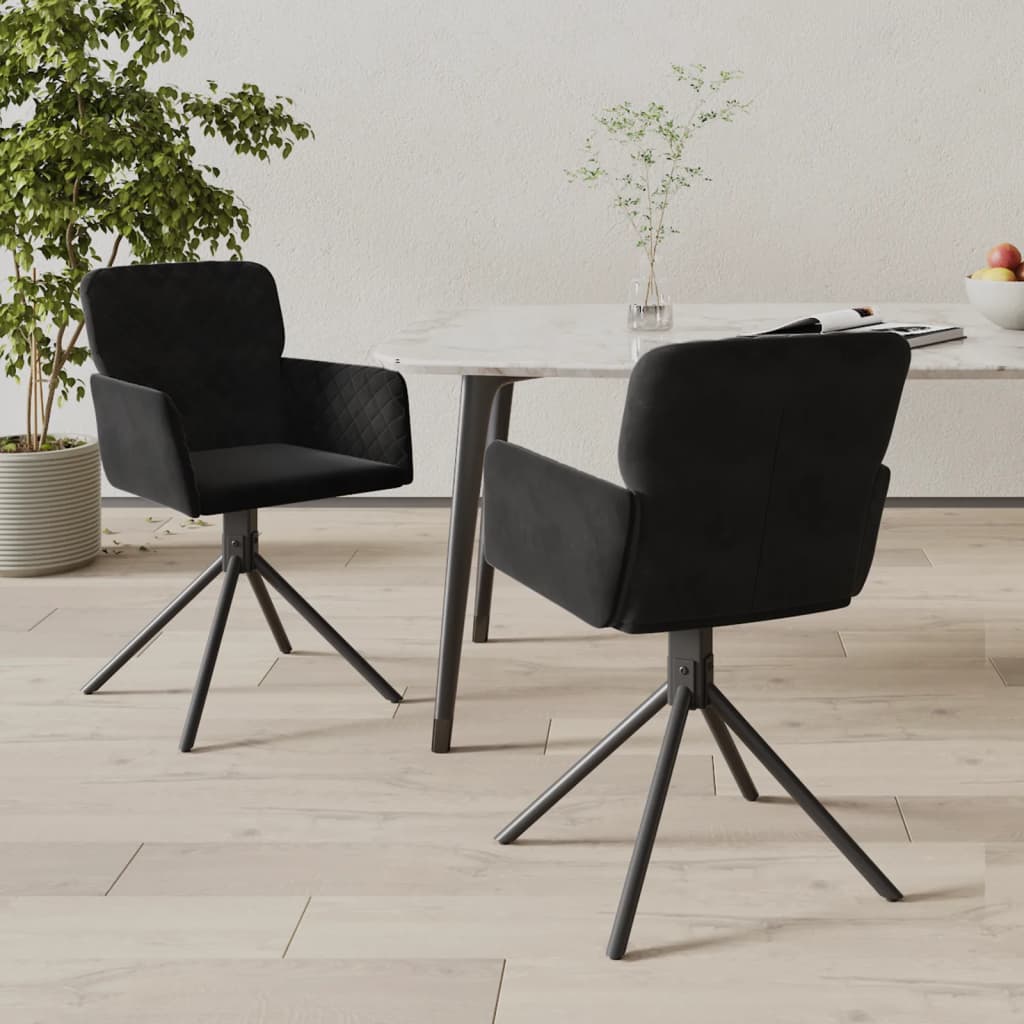 Cadeiras de jantar giratórias 2 pcs veludo preto