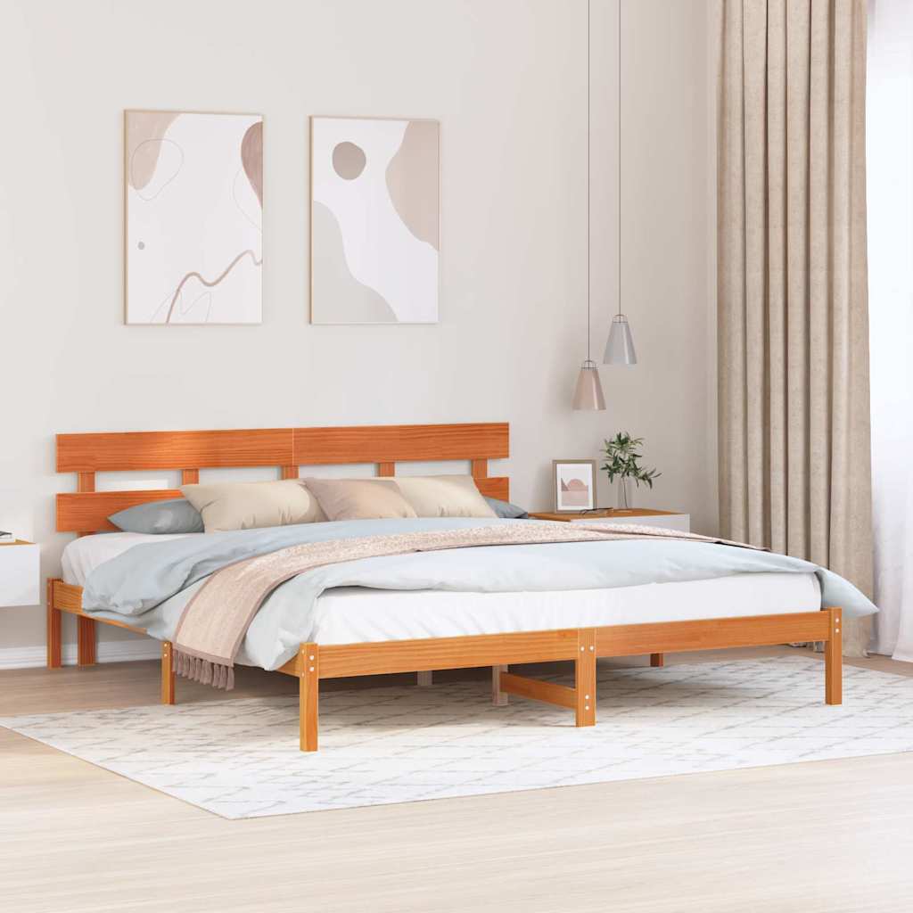 Estrutura da cama castanho 180 x 200 cm madeira de pinho maciça