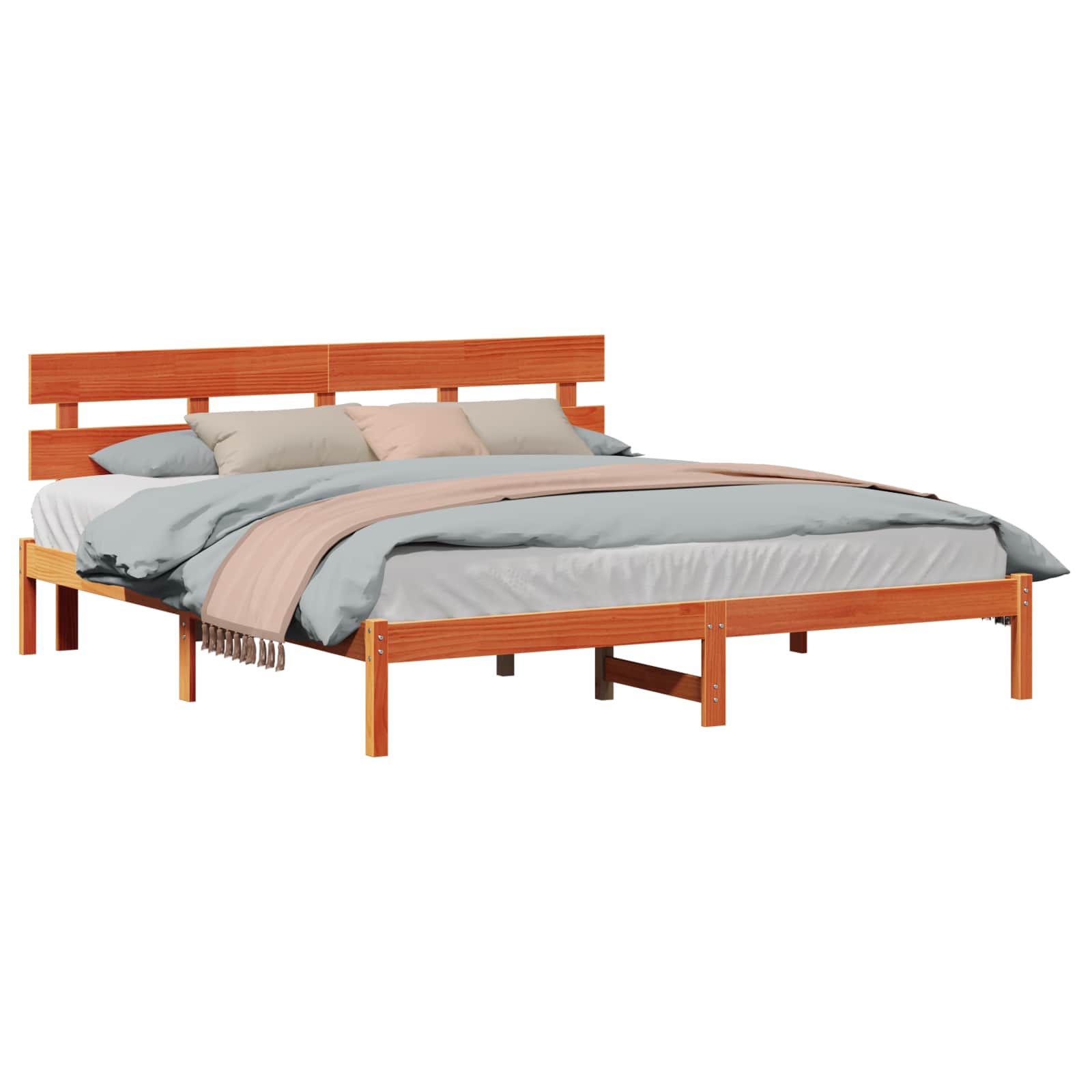 Estrutura da cama castanho 180 x 200 cm madeira de pinho maciça