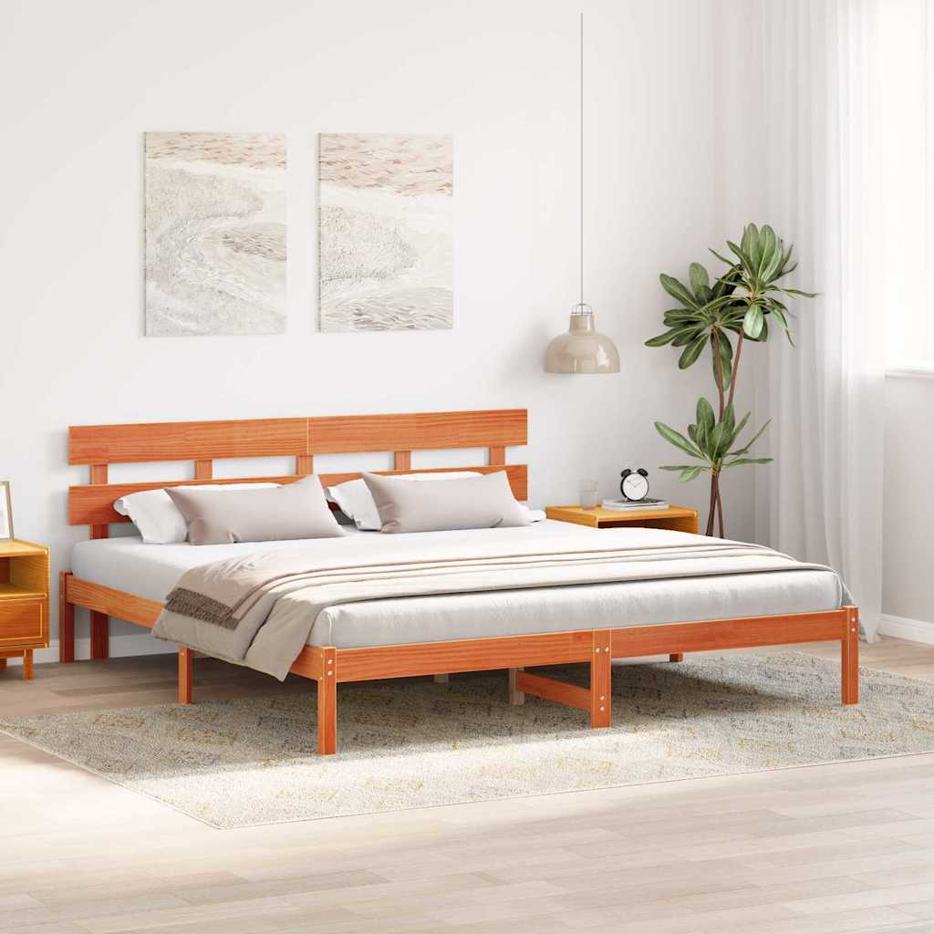 Estrutura da cama castanho 180 x 200 cm madeira de pinho maciça