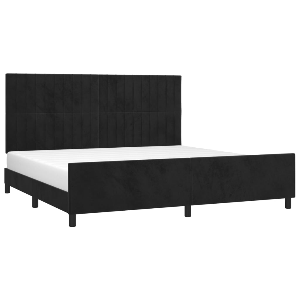Estrutura de cama sem colchão 200x200 cm veludo preto