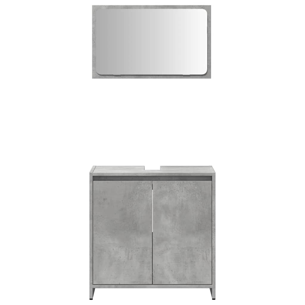 2 Pcs conj. móveis casa banho derivados madeira cinza cimento