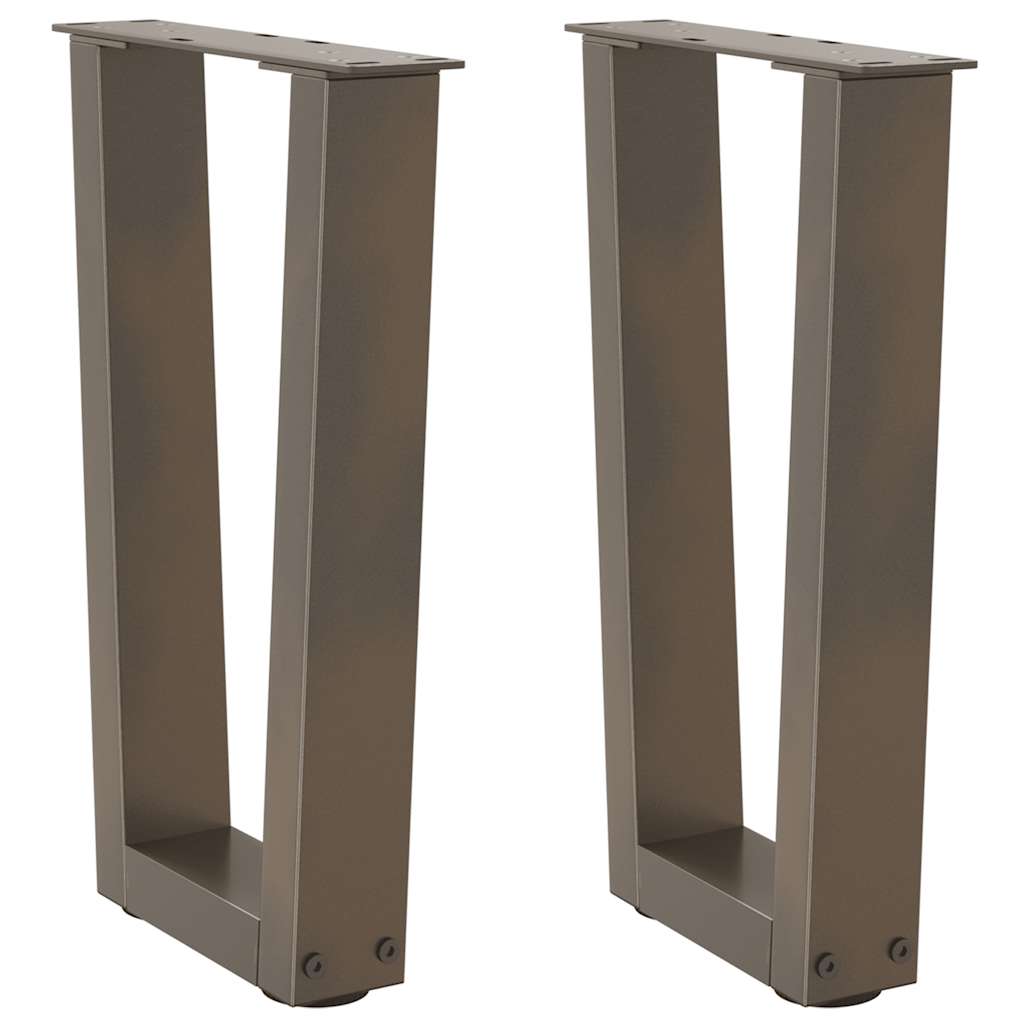 Pés para mesa de centro em formato de v, 2 peças, aço natural, 28x(42-43,3) cm, aço