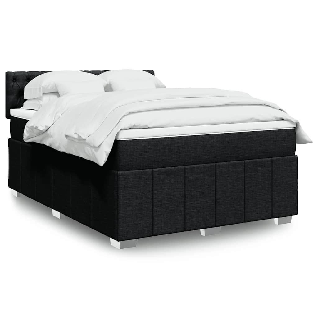 Cama com molas/colchão 140x190 cm tecido preto