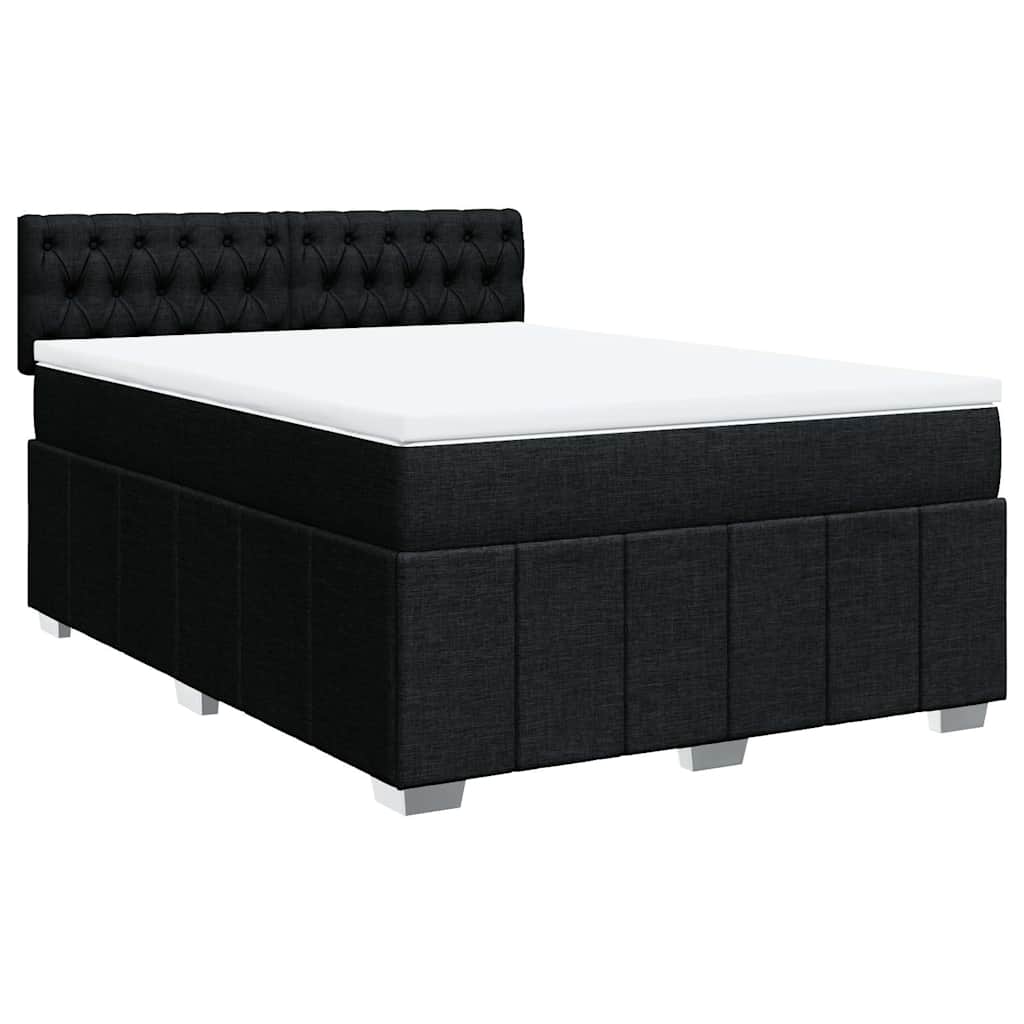 Cama com molas/colchão 140x190 cm tecido preto
