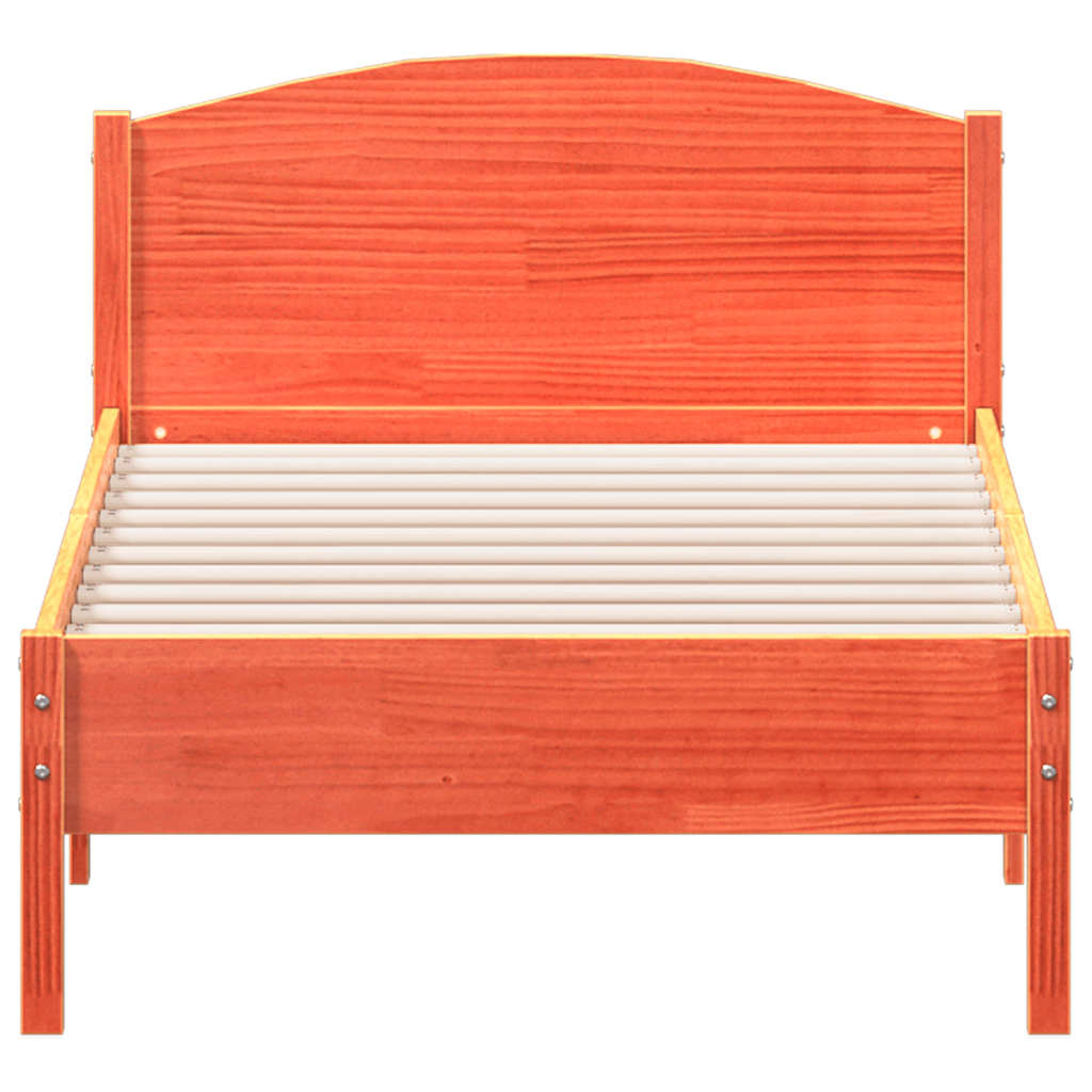 Cama sem colchão 75x190 cm madeira de pinho maciça castanho-mel