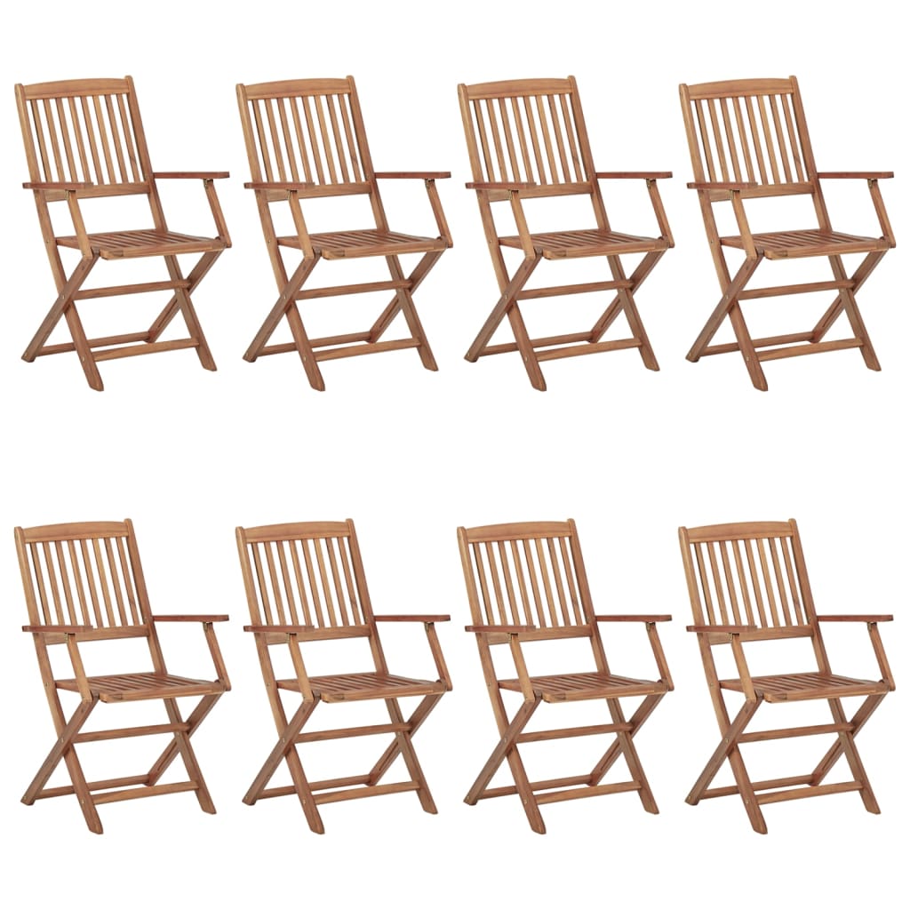 Cadeiras de jardim dobráveis 8 pcs c/ almofadões acácia maciça