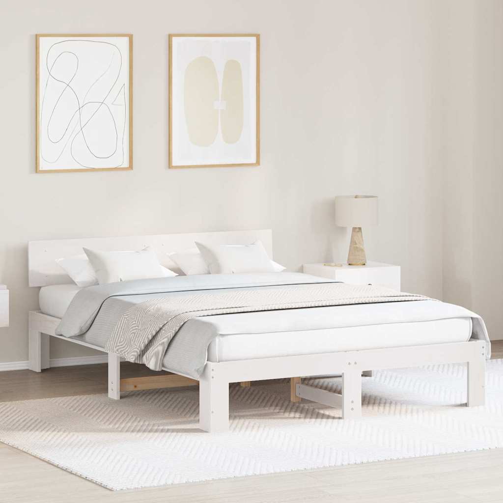 Estrutura da cama com cabeceira branco 160 x 200 cm