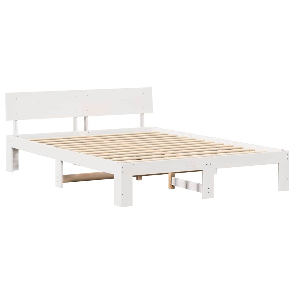 Estrutura da cama com cabeceira branco 160 x 200 cm